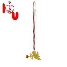 New 6pcs/Set Romantic Valentine'S Day Party Decoration, Creative Cupid'S Arrow & Beaded Necklace Set, Cartoon Design - Mustard Yellow - View 2