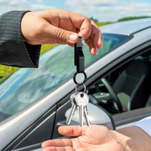 2個皮帶夾,帶有4個鑰匙扣,不銹鋼皮帶鑰匙夾,戰術鑰匙扣適用於警察和消防人員 - 黑色 - 查看 4