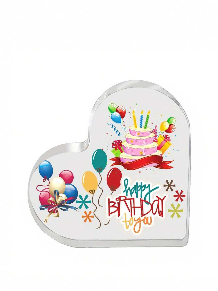 1入口紅氣球蛋糕心型清亮亚克力桌上装饰物,适合作为生日礼品、纪念品、灵感与创意礼品,节日装饰和派对用品,适合送给儿童,情侣,家庭,朋友 - 彩色 - 查看 1