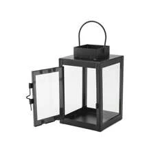 1 件中型戶外燈籠手持便攜式家居裝飾燭台照明燈籠,鐵製蠟燭燈籠,適合各種類型的蠟燭,內無蠟燭 - 黑色 - 查看 5