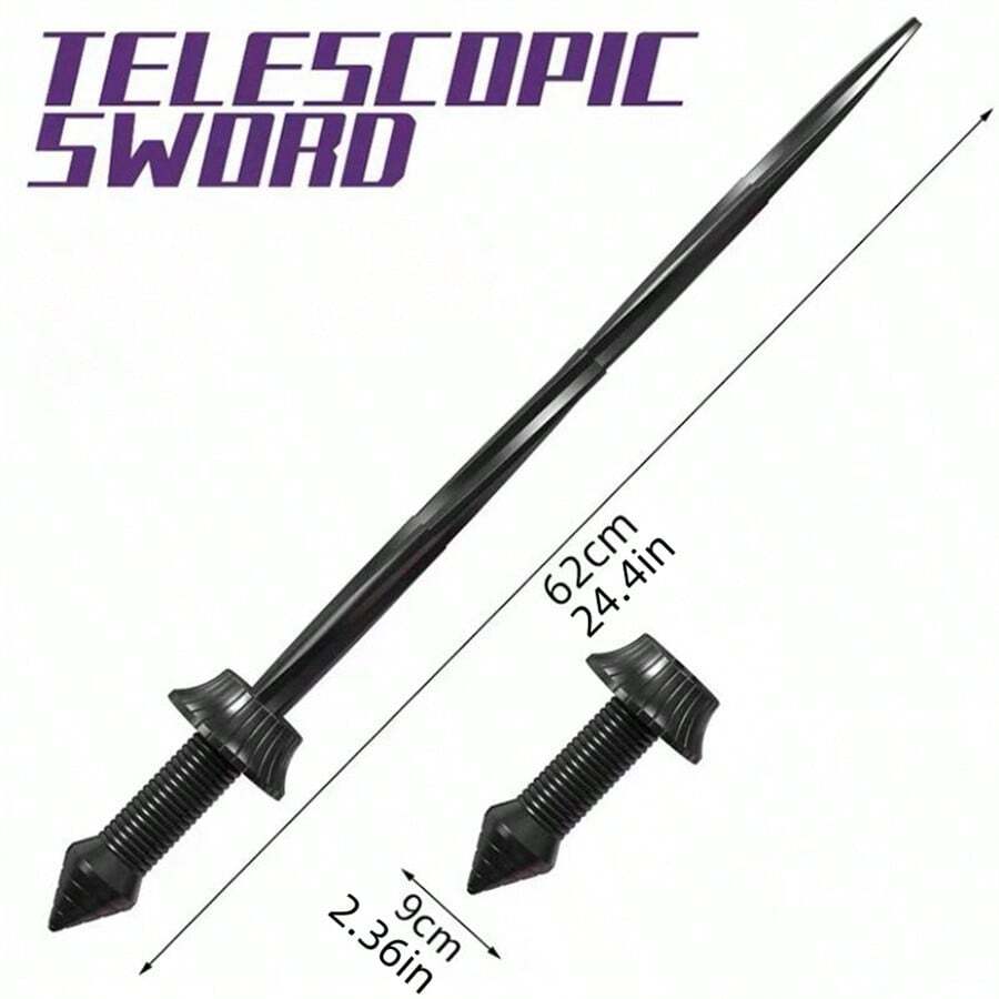 Gravity-Controlled Telescopic Spiral Sword Toy, Samurai Sword With Rotating Blade - Black - View 1