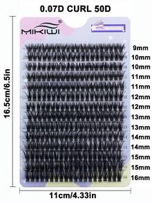 Mikiwi 280入組睫毛束diy個人睫毛,厚厚的、蓬鬆的眼睫毛延伸9-16mm,d捲80d蓬鬆的假睫毛化妝工具 - 黑色 - 查看 6