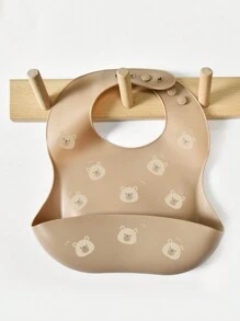 1 Miếng Trẻ em Phim hoạt hình động vật Hình dạng Silicone Không thấm nước Bib , Dơ dáy Chống lại , Chống rò rỉ , Thích hợp Đối với Tất cả các mùa - Cà phê nâu - Xem 1