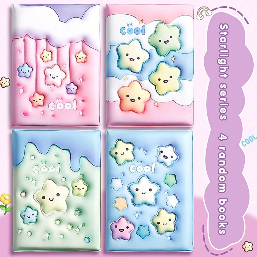 1本隨機星光系列3d擴張式壓力紓解日記,女孩和學生創意卡通捏合筆記本 - 彩色 - 查看 1