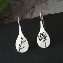 1對時尚復古蒲公英和花朵形狀不對稱流蘇耳環,適合女性 - 耳鉤一體款 - 查看 4