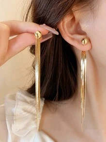 1pair Metallic Snake Shaped Earrings With Tassels, A Unique Double Wearing Design, Luxury High-End Ear Accessories With Sophisticated Sense Of Style Party Casual Halloween