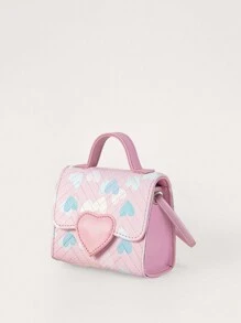 漸變色心形可愛女孩翻蓋手提包 - 彩色 - 查看 2