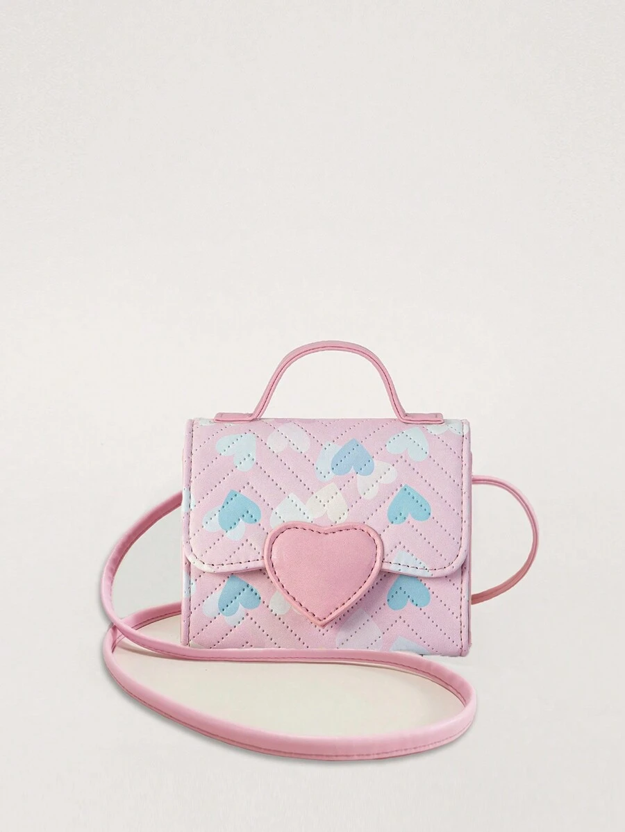 漸變色心形可愛女孩翻蓋手提包 - 彩色 - 查看 1