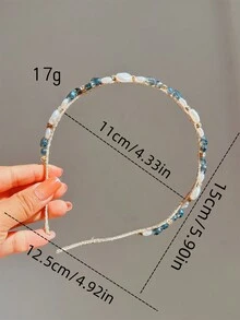 1件女士甜美珍珠與鑽石裝飾頭帶,適用於日常佩戴、攝影和洗臉,創意禮物 - 彩色 - 查看 3