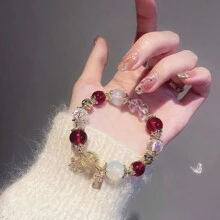 女士雪花手鍊,ins風格,輕巧時尚高端,專業設計,甜美百搭,字母吊墜手鍊 - 金色 - 查看 5