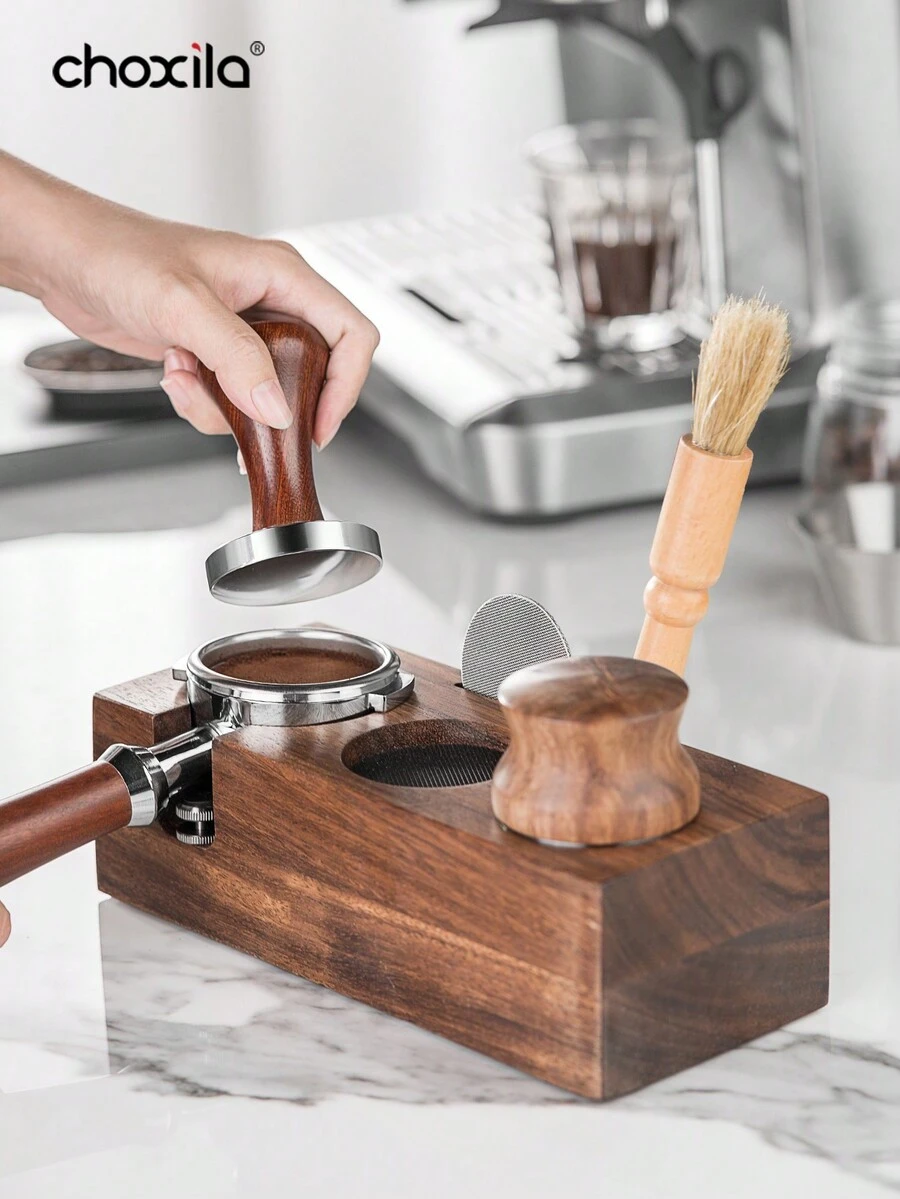 choxila 1 件咖啡压粉器，意式浓缩咖啡压粉器，带防滑底部的木制咖啡压粉器支架，51/58 毫米木制咖啡手柄支架，重返校园