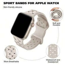 St.siabe St.Siabe 1pc Unisex Replacement Soft Silicone Woven Sport Band Compatible With Apple Watch 38mm 40mm 41mm 45mm 44mm 42mm 49mm, Breathable Wristband Strap Accessories Compatible With Apple Watch Ultra Series S10/SE/9/8/7/6/5/4/3/2/1
