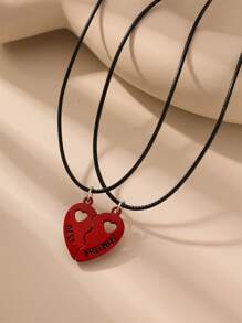 Conjunto de 2 colgantes de pareja Mejores Amigos con imán, collares simples y creativos con colgante con forma de corazón y bloqueo de color. - amor empalme - Ver 6