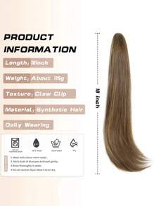 nimoki Extensión de cabello de fibra sintética de 18 pulgadas, estilo clip-in, peluca de fibra de alta resistencia, color marrón claro - Color Piano - Ver 2