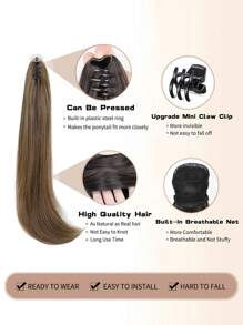 nimoki Extensión de cabello de fibra sintética de 18 pulgadas, estilo clip-in, peluca de fibra de alta resistencia, color marrón claro - Color Piano - Ver 3
