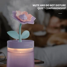 GIVELONG 1pc New Sunflower Night Light Humidifier With 7-Color Atmosphere Lamp, Mini Desktop Diffuser For Bedroom And Living Room, Ultrasonic Air Humidifier With Vivid Flower Shape, Quiet & Easy-To-Use - Purple - View 5