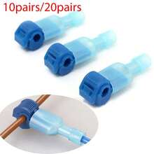 10pcs/20pcs Quick Wire Connector T Type Self-Stripping Nylon Full Insulated Male Connector Quick Disconnect Set Electrical Cable Connector Terminal Crimp Terminal - Blue - View 1