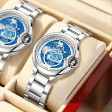 FENSIR 1 件飞行陀飞轮自动机械表，带星空和夜光表盘，金属银色钢表带，适合男士，时尚简约，极具吸引力，适合日常装饰 - 銀色 - 查看 2