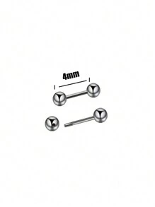 5 Stücke/set Unisex-edelstahl-hanteln, Doppelte Kugel- Und Doppelkopf-ohrringe Und Runde Perlenohrringe, Piercing-schmuck