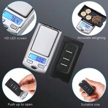 1 件迷你鑰匙形便攜式精密秤,帶 Lcd 背光顯示屏,適用於珠寶、黃金、白銀、香草、食品稱重 - 銀色 - 查看 3