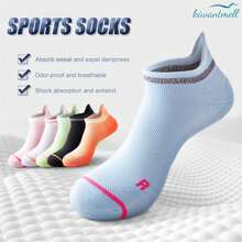 【4雙 白色、橘色、粉紅色、綠色】透氣、吸汗、快干、防滑、吸震運動襪,適用於戶外運動、健身、登山、籃球和休閒活動,男女適用 - 彩色 - 查看 2