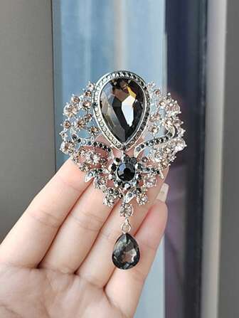 1入奢華水晶大胸針，多款式時尚閃亮精品女式派對婚禮徽章，珠寶飾品