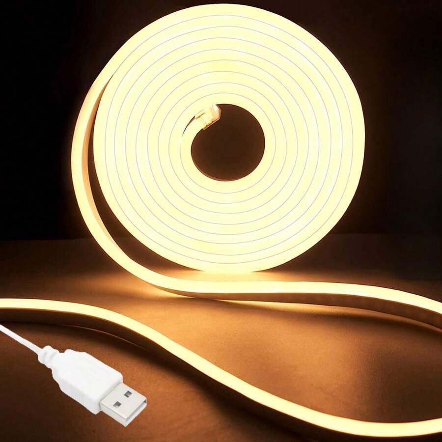 霓虹燈條暖色led燈條防水切割柔性霓虹燈條適用於室內外裝飾、廚房、臥室、花園、飯店 - 米色 - 查看 1