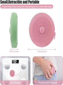 1/2入組可縮式卷尺,152cm柔軟布質卷尺,設有扣鈕,適用於縫紉(多色可選) - 彩色 - 查看 7