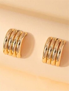 1對歐美時尚簡約幾何細緻耳環 - 鐵管耳釘 - 查看 2