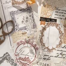 60入組記事本/便條紙,巴洛克回憶系列,巴洛克邊框裝飾材料,適用於日記 - 綠色 - 查看 3