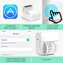 10入組便攜式熱敏印表機,附10卷印表紙,可與ios/android智慧型手機兼容,用於標籤、收據、貼紙、照片、清單和記事的移動無線列印,無墨智能印刷 - 綠色 - 查看 4