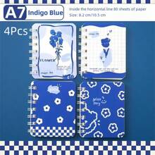 4pcs A7 Spiral Bound Notebook With Colorful Cover, For Students And Office Workers - Cardamom - View 5