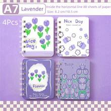 4pcs A7 Spiral Bound Notebook With Colorful Cover, For Students And Office Workers - Cardamom - View 7