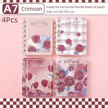 4pcs A7 Spiral Bound Notebook With Colorful Cover, For Students And Office Workers - Cardamom - View 6