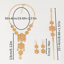 1set Heart Design Golden Fashionable Earrings, Necklace And Bracelet Set