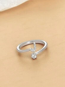 FOREVER QUEEN S925 Sterling Silver Adjustable Initial Rings Personalized Capital Letter Stackable Alphabet English Name Initial Letter Rings Jewelry Gifts For Women Teen Girls Birthday Valentine Day - Silver - View 7