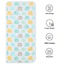 1 件婴儿加厚印花毛巾-男女通用，吸水性强，超大尺寸 25x50cm，柔软舒适，健康，可用作拍嗝巾、浴巾、面巾等，适合所有季节-新父母的最佳选择 - 大象 - 查看 4