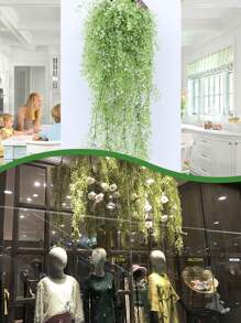 1入組120cm淺綠色人工懸垂藤蔓模擬花朵,適用於家居牆壁裝飾、花園婚禮懸垂裝飾 - Light Green - 查看 1