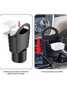Mini Universal Car French Fries Holder, Tomato Dip Cup, Snack Rack At Car Air Outlet, Travel Car Fries Holder -  Materials, Drink And Food Cup Holder, Storage Box And Bucket Automotive Interior Supplies, Travel Gadget, Eat In The Car,Pack French Fry Holder For Car - Black - View 4