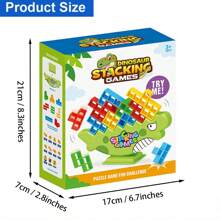 48 PCS Tetra Tower Game, Tetra Tower Balance Stacking Blocks Game, New Upgrade Dinosaur Balance Stacking Team Building Blocks Toy, Team Building Blocks Board Game For 1-4 Players Family Games Parties Travel Kids & Adults