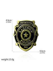 1入復古青銅色遊戲周邊警察局胸針,浣熊市探員徽章飾品 - 銅色 - 查看 3