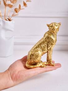 1 件豹形树脂桌面装饰，复古工艺装饰小雕像，适合书房、门厅、办公室、酒店 - 金色 - 查看 8