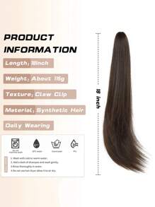 nimoki 18-Inch Synthetic Fiber Ponytail Hair Extension, High Strength Fiber Wig, Clip-In Style (Dark Brown) - Dark Brown - View 2