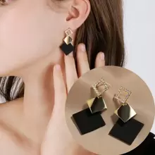 1 Paire De Boucles D'oreilles D'études En Forme De Diamant Haut De Gamme, Boucles D'oreilles Longues À La Mode De Style Coréen Pour Porter Au Quotidien Et Comme Cadeau D'halloween