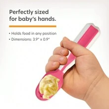 1套粉紅色嬰兒造型斷奶勺,適用於嬰兒和兒童學習飲食用具,包含嬰兒食品搗碎勺和湯匙 - 粉色 - 查看 6