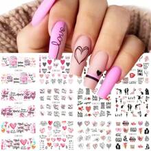 1pc Valentine'S Day Collection Nail Art Sticker Featuring Heart, Lips, Letter, Cartoon, Watermark Lips And Lipstick Design - Multicolor - View 2