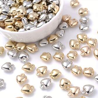 CCB Beads, Heart Shaped Pendants, Double Heart Beads, Square Curved Beads, Fashionable DIY Jewelry Making Supplies For Bracelets, Necklaces