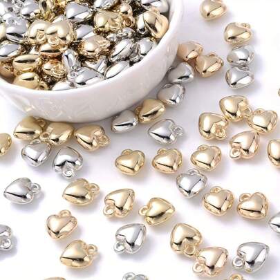 CCB 珠子、心形吊坠、双心形珠子、方形弧形珠子、时尚 DIY 珠宝制作用品，适用于手链、项链