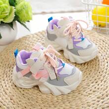 1pair Girls' Mesh Spring New Casual Chunky Shoes Soft Bottom Anti-Slip Outdoor Fashion Sports Shoes