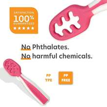 1套粉紅色嬰兒造型斷奶勺,適用於嬰兒和兒童學習飲食用具,包含嬰兒食品搗碎勺和湯匙 - 粉色 - 查看 3